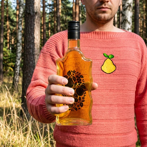 Klasztorna-fles 500 ml met schroefdop en opdruk 'Fruit', motief 1 - 8