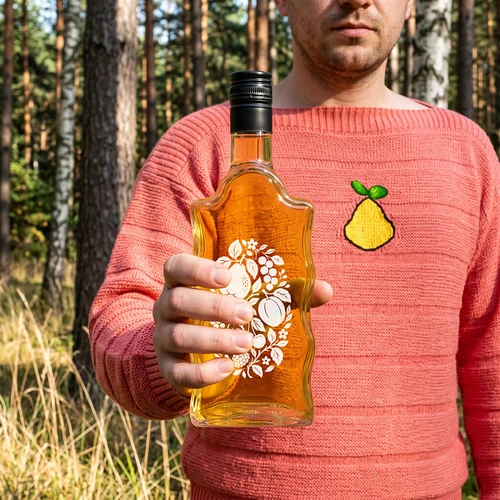 Klasztorna-fles 500 ml met schroefdop en opdruk 'Fruit', motief 1 - 8