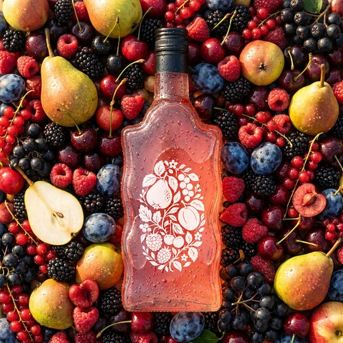 Klasztorna-fles 500 ml met schroefdop en opdruk 'Fruit', motief 1 - 6