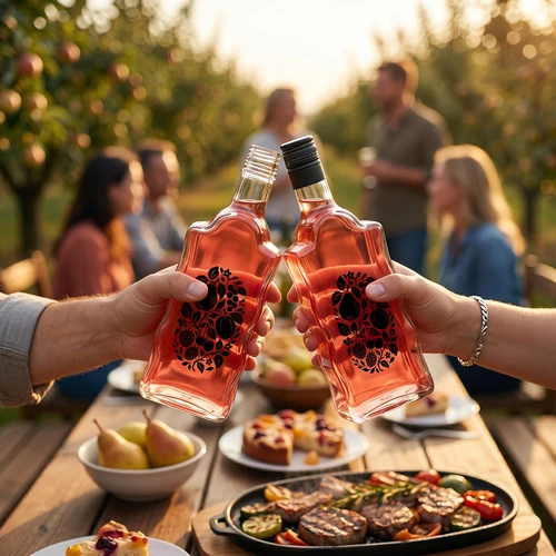Klasztorna-fles 500 ml met schroefdop en opdruk 'Fruit', motief 1 - 7