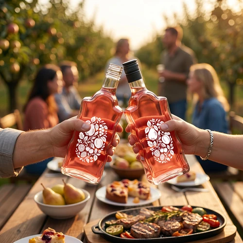 Klasztorna-fles 500 ml met schroefdop en opdruk 'Fruit', motief 1 - 7