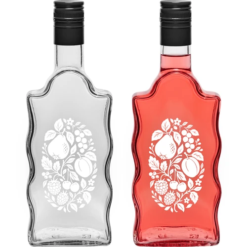 Klasztorna-fles 500 ml met schroefdop en opdruk 'Fruit', motief 1 - 3