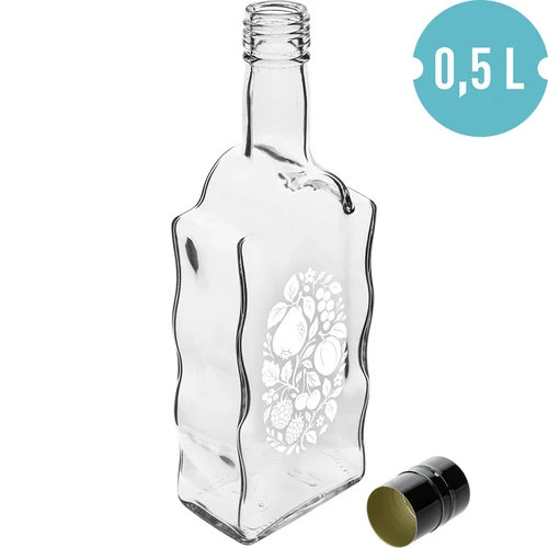 Klasztorna-fles 500 ml met schroefdop en opdruk 'Fruit', motief 1 - 2