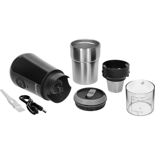 Koffiemolen - elektrisch, maalschijf, met zetapparaat en beker - 5 ['koffiemolen', ' elektrische molen', ' koffie malen', ' gemalen koffie', ' koffie malen', ' molen met zetapparaat', ' molen met dripper', ' molen met thermosbeker', ' molen met zetapparaat en beker', ' molen met USB', ' moderne koffiemolen', ' draagbare molen', ' mobiele molen', ' molen op batterijen', ' molen met accu', ' molen opladen via USB', ' molen met keramische maalschijven', ' maalschijfmolen', ' handige molen', ' cadeau-idee']