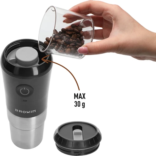 Koffiemolen - elektrisch, maalschijf, met zetapparaat en beker - 7 ['koffiemolen', ' elektrische molen', ' koffie malen', ' gemalen koffie', ' koffie malen', ' molen met zetapparaat', ' molen met dripper', ' molen met thermosbeker', ' molen met zetapparaat en beker', ' molen met USB', ' moderne koffiemolen', ' draagbare molen', ' mobiele molen', ' molen op batterijen', ' molen met accu', ' molen opladen via USB', ' molen met keramische maalschijven', ' maalschijfmolen', ' handige molen', ' cadeau-idee']