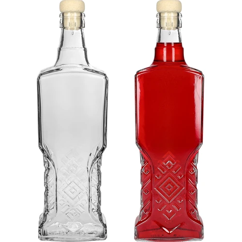 Kredensfles 0,5 L met kurk - 4 ['decoratieve glazen fles', ' fles met natuurlijke kurk', ' fles voor likeuren']