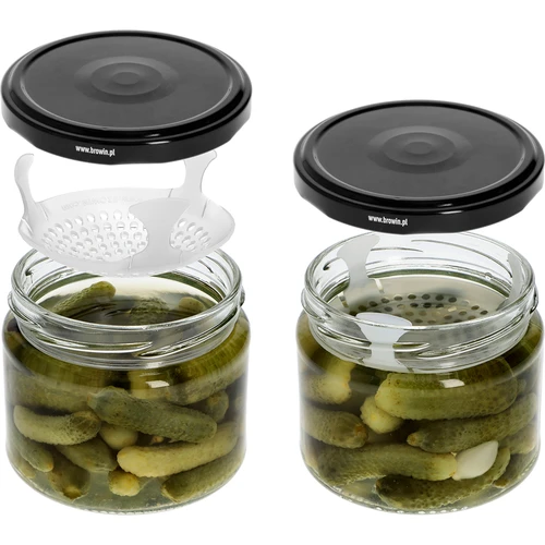 Lage pot 330ml - met zwarte deksel fi 82/6, 6 stuks - 6 ['lage pot', ' glazen pot', ' pot 330ml', ' twist-off deksel', ' pot voor jam', ' opslagcontainer', ' zelfgemaakte conserven', ' pot voor haring', ' pot voor salade', ' pot voor dessert']