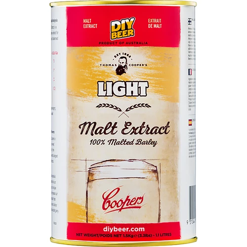 Licht moutextract Coopers Light  - 1 ['moutextract', ' moutextract in poedervorm', ' gerstemoutextract', ' hoe moutextract te maken', ' moutextract 14kg', ' bier van moutextract', ' droog moutextract', ' ongehopte moutextract', ' coopers']