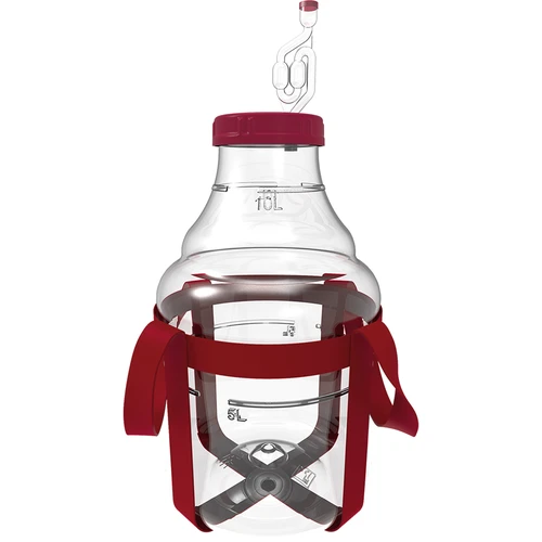Lichte, onbreekbare wijnballon met draagriemen, 10 L  - 1 ['wijnballonnen', ' bierballonnen', ' wijncontainers', ' biercontainers', ' PET-containers', ' breedmondballonnen', ' wijnsets', ' onbreekbare containers', ' fermentatiecontainers', ' fermentatieballonnen', ' ballonnen met schroefdop', ' ballonnen met accessoires', ' wijnnieuwigheden', ' huiswijnen', ' huisbieren', ' draagriemen', ' ballonnen', ' van kunststof', ' onbreekbaar', ' fermentor', ' demijohn', ' mandfles', ' gallon', ' wijn', ' bier', ' met draagriemen', ' set', ' 10L']