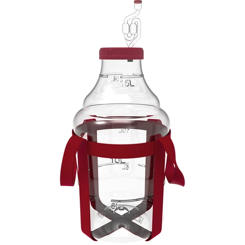 Lichte, onbreekbare wijnballon met draagriemen, 15 L  - 1 ['wijnballonnen', ' bierballonnen', ' wijncontainers', ' biercontainers', ' PET-containers', ' breedmondballonnen', ' wijnsets', ' onbreekbare containers', ' fermentatiecontainers', ' fermentatieballonnen', ' ballonnen met schroefdop', ' ballonnen met accessoires', ' wijnnieuwigheden', ' huiswijnen', ' huisbieren', ' draagriemen', ' ballonnen', ' van kunststof', ' onbreekbaar', ' fermentor', ' demijohn', ' mandfles', ' gallon', ' wijn', ' bier', ' met draagriemen', ' set']