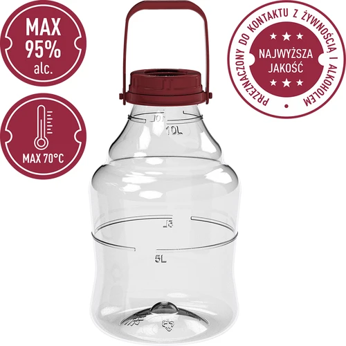 Lichte, onbreekbare wijnballon met handvat, 10 L - 5 ['wijnballon', ' wijnballon', ' onbreekbare ballon', ' plastic ballon', ' ballon 10 l', ' biercontainer', ' bierballon', ' fermentor', ' voor fermentatie', ' PET-ballon', ' ballon met brede opening', ' handvat voor ballon']