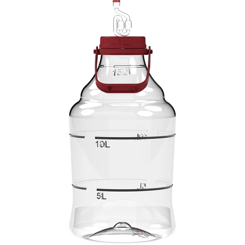 Lichte, onbreekbare wijnballon met handvat, 15 L  - 1 ['fermentatiecontainer', ' fermentatievat', ' waarin fermenteren', ' wijnballon', ' bierballon', ' voor fermentatie', ' breedmondballon', ' petballon', ' plastic ballon', ' onbreekbare ballon', ' wijnballon', ' wijnnieuwigheid', ' ballon 15 L', ' fermentor met schroefdop']