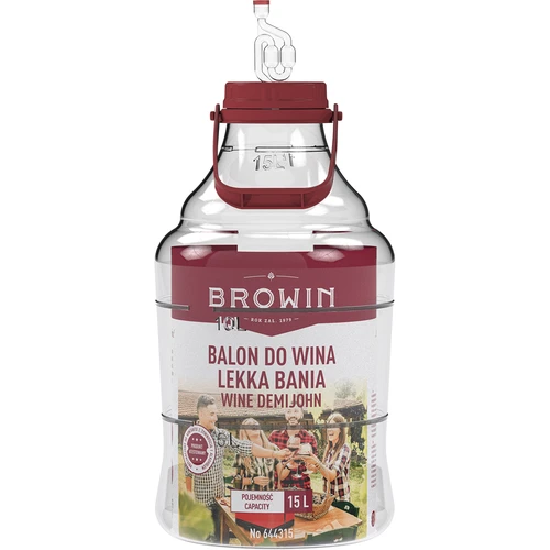 Lichte, onbreekbare wijnballon met handvat, 15 L - 3 ['fermentatiecontainer', ' fermentatievat', ' waarin fermenteren', ' wijnballon', ' bierballon', ' voor fermentatie', ' breedmondballon', ' petballon', ' plastic ballon', ' onbreekbare ballon', ' wijnballon', ' wijnnieuwigheid', ' ballon 15 L', ' fermentor met schroefdop']