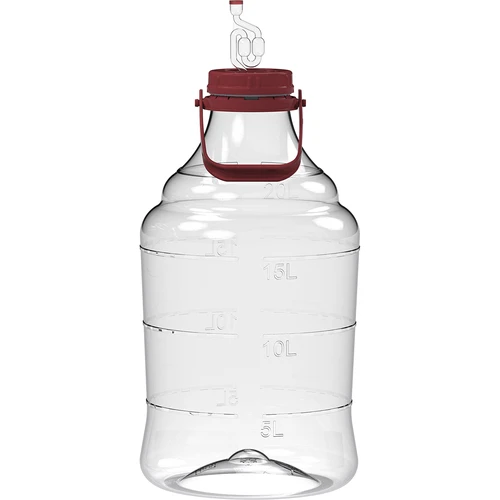 Lichte, onbreekbare wijnballon met handvat, 20 L  - 1 ['fermentatiecontainer', ' fermentatievat', ' waarin fermenteren', ' wijnballon', ' bierballon', ' voor fermentatie', ' breedmondballon', ' petballon', ' plastic ballon', ' onbreekbare ballon', ' wijnballon', ' wijnnieuwigheid']
