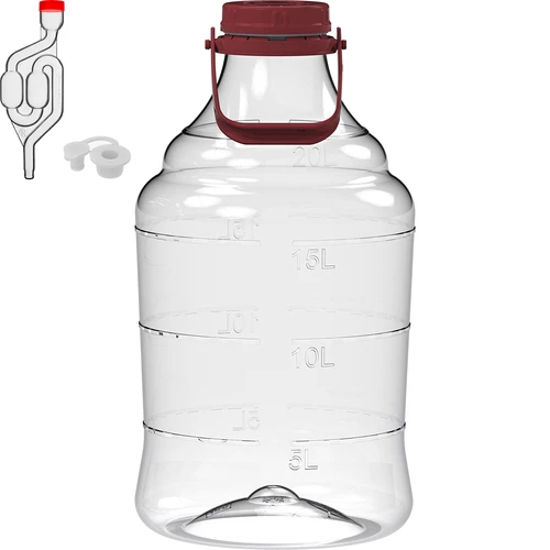 Lichte, onbreekbare wijnballon met handvat, 20 L - 2 ['fermentatiecontainer', ' fermentatievat', ' waarin fermenteren', ' wijnballon', ' bierballon', ' voor fermentatie', ' breedmondballon', ' petballon', ' plastic ballon', ' onbreekbare ballon', ' wijnballon', ' wijnnieuwigheid']