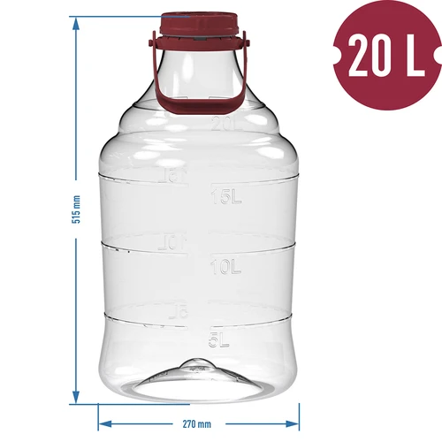 Lichte, onbreekbare wijnballon met handvat, 20 L - 6 ['fermentatiecontainer', ' fermentatievat', ' waarin fermenteren', ' wijnballon', ' bierballon', ' voor fermentatie', ' breedmondballon', ' petballon', ' plastic ballon', ' onbreekbare ballon', ' wijnballon', ' wijnnieuwigheid']