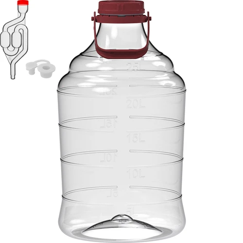 Lichte, onbreekbare wijnballon met handvat, 25 L - 2 ['fermentatiecontainer', ' fermentatievat', ' waarin fermenteren', ' wijnballon', ' bierballon', ' voor fermentatie', ' breedmondballon', ' petballon', ' plastic ballon', ' onbreekbare ballon', ' wijnballon', ' wijnnieuwigheid', ' ballon 25 L']