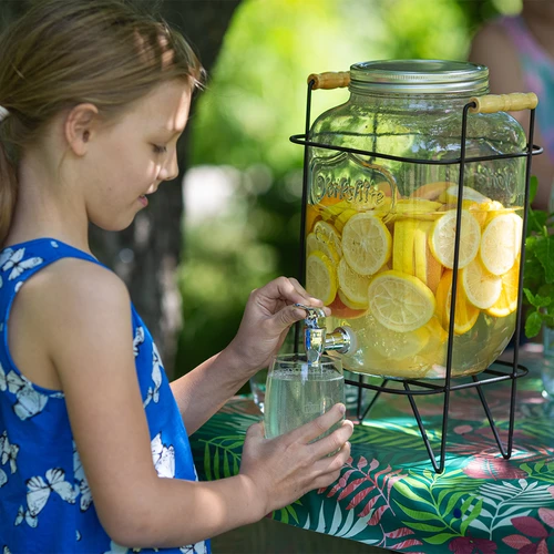 Limonadepot 8 L - met kraantje, op metalen standaard met handvatten - 8
