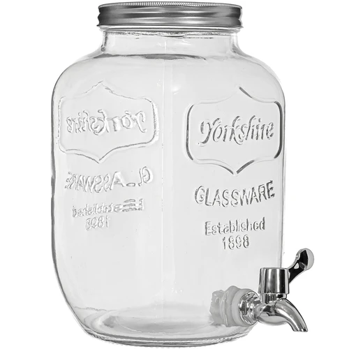 Limonadepot met kraantje - glas, 4 L  - 1 ['limonadepot', ' drankpot', ' pot met kraantje', ' pot 4 liter met kraantje', ' glazen fles met kraantje', ' glazen fles voor dranken', ' drankpot', ' drankpot voor feest', ' pot met kraantje voor de tuin', ' limonade in de buitenlucht', ' zomerse verfrissing']