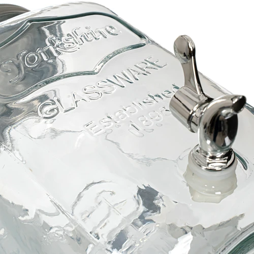 Limonadepot met kraantje - glas, 4 L - 4 ['limonadepot', ' drankpot', ' pot met kraantje', ' pot 4 liter met kraantje', ' glazen fles met kraantje', ' glazen fles voor dranken', ' drankpot', ' drankpot voor feest', ' pot met kraantje voor de tuin', ' limonade in de buitenlucht', ' zomerse verfrissing']