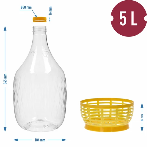 Mandfles Dama 5 l PET, met schroefdop en mandje - 6