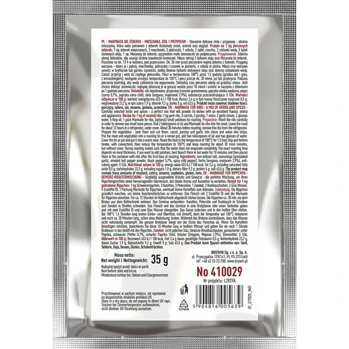 Marinade voor ribben - kruiden- en specerijenmix, 35 g - 2 ['marinades', ' marinade voor ribben', ' kruiden en specerijen', ' voor marineren', ' kruiden zonder conserveermiddelen', ' natuurlijke kruiden en specerijen', ' ribben', ' gebakken ribben', ' kruidenmix', ' kruiden voor vleeswaren', ' vleeswarenproductie', ' recept voor ribben', ' zelfgemaakte vleeswaren', ' heerlijke ribben', ' hoe ribben te maken', ' kruiden voor vlees', ' kruiden voor ribben', ' kruiden voor vlees', ' marinades voor vlees op de grill']