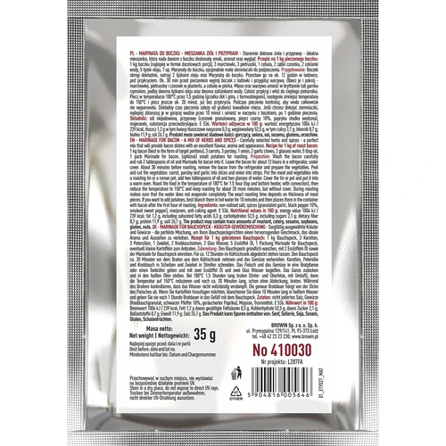 Marinade voor spek - kruiden- en specerijenmix, 35 g - 2 ['kruiden voor spek', ' marinade voor spek', ' kruiden en specerijen voor vlees', ' marinades voor vlees', ' kruiden voor bakken', ' vlees kruiden', ' recepten voor spek', ' zelfgemaakte marinades', ' kruiden zonder conserveermiddelen', ' natuurlijke kruiden en specerijen']