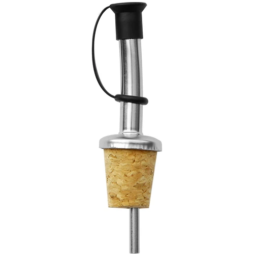 Metalen wijnschenker met stop  - 1 ['wijnschenker', ' wijn uit de schenker', ' prosecco uit de schenker', ' wijnschenker met beluchter', ' schenker']