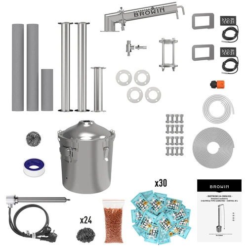 Modulaire distilleerder Convex 30 L elektrisch - Aabratek - 4 ['abratek', ' elektrische distilleerder', ' distilleerder met kijkglas', ' modulaire distilleerder', ' gerectificeerde spiritus', ' gedestilleerd water 95%', ' distillatie', ' koperen vulling', ' koperen prismatische veren', ' browin distilleerder']