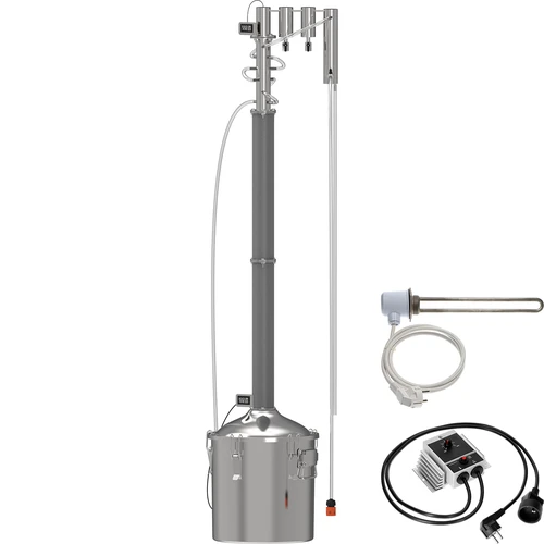 Modulaire elektrische Convex distilleerder 30 L - Perun  - 1 ['Browin distilleerder', ' modulaire distilleerders', ' distilleerder met afscheiders', ' modulaire distilleerder', ' afscheiders voor distilleerder', ' zuivere distillaat', ' distilleerset', ' bolle deksel', ' convex deksel', ' distilleercontainer met deksel', ' distillatieset', ' uitbreidbare distillatieset', ' distillatie op verschillende warmtebronnen', ' distilleerder 30 L', ' koude vingers']
