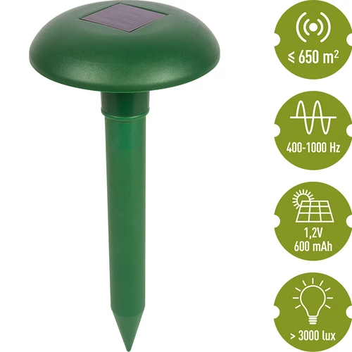 Mollenverjager op zonne-energie - 5 ['mollenverjager', ' tegen mollen', ' manier om van mollen af te komen', ' tegen woelmuizen', ' voor woelmuizen', ' tegen veldmuizen', ' zonne-energie verjager']