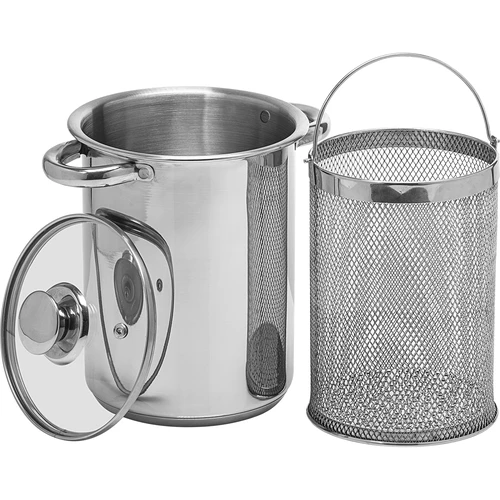 Multifunctionele pot met mand  - 1 ['hoge pot voor hamkoker', ' gerechten uit de hamkoker', ' hamkoker', ' pot voor hamkoker', ' mand voor het koken van groenten', ' frietmand', ' multifunctionele pot voor het koken van vlees en vleeswaren']
