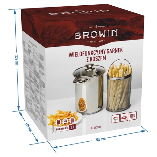 Multifunctionele pot met mand - 6 ['hoge pot voor hamkoker', ' gerechten uit de hamkoker', ' hamkoker', ' pot voor hamkoker', ' mand voor het koken van groenten', ' frietmand', ' multifunctionele pot voor het koken van vlees en vleeswaren']