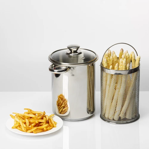 Multifunctionele pot met mand - 7 ['hoge pot voor hamkoker', ' gerechten uit de hamkoker', ' hamkoker', ' pot voor hamkoker', ' mand voor het koken van groenten', ' frietmand', ' multifunctionele pot voor het koken van vlees en vleeswaren']