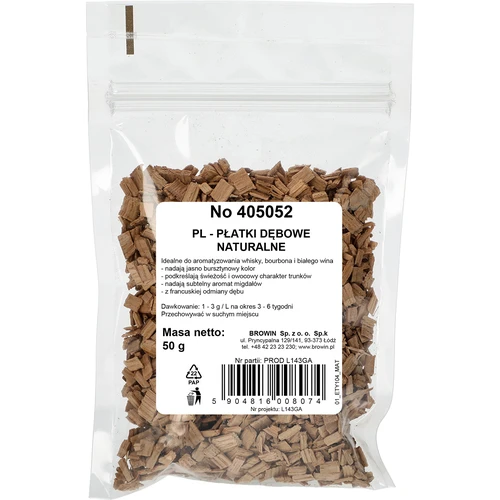 Natuurlijke eiken vlokken voor het aromatiseren van alcohol (whisky, witte wijn), 50 g - 2 ['eiken chips', ' eiken vlokken', ' natuurlijke eiken vlokken', ' ongebrande eiken vlokken', ' eiken vlokken voor whisky', ' vlokken voor wijn', ' eiken vlokken voor wijn', ' wijn rijpen', ' wijn aromatiseren', ' voor alcohol', ' toevoegingen voor alcohol', ' smaaktoevoegingen', ' eiken vlokken 50 g', ' natuurlijke eiken snippers', ' eiken krullen', ' Franse eiken vlokken']