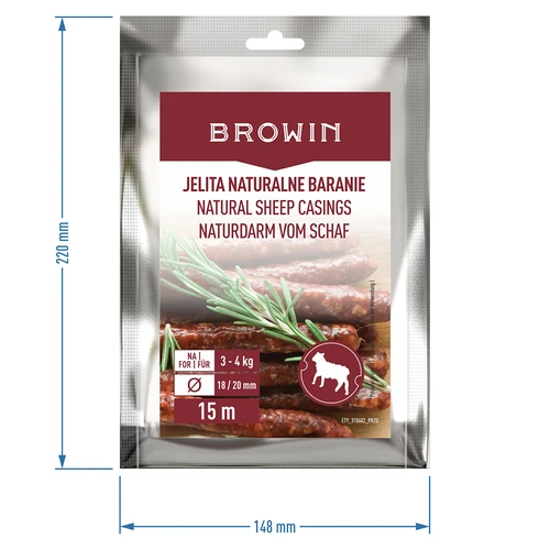 Natuurlijke schapendarmen - kaliber 18/20mm, 15m - 5 ['voor kabanos', ' voor frankfurters', ' voor zelfgemaakte dunne worstjes', ' doe-het-zelf', ' diy kabanos']