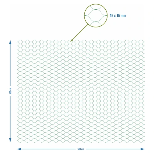 Net voor bescherming tegen vogels, groen, 4 m x 5m - 7 ['bescherming tegen vogels', ' vogelnet', ' bescherming van fruitbomen', ' bescherming van struiken', ' vogels in de tuin', ' planten beschermen', ' gewassen beveiligen', ' beschermnet', ' tuinoplossingen', ' plantenbescherming tegen vogels', ' camouflagenetten', ' netten voor bomen', ' netten tegen spreeuwen', ' netten tegen vogels op balkon', ' netten voor balkon', ' netten voor terras', ' beschermnet tegen vogels', ' net voor bescherming tegen vogels']
