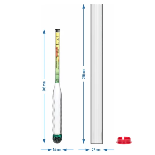 Niet-breekbare zoutmeter met proefbuis, meetbereik: 0-300 g zout/L - 5