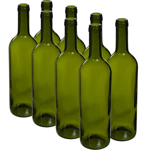 Olijfgroene wijnfles 0,75 L - verpakking van 8 stuks  - 1 ['flessen', ' fles', ' glazen fles', ' wijnflessen', ' wijnfles', ' lege wijnfles', ' glazen wijnfles', ' wijnfleskurk', ' lege flessen', ' groene flessen', ' groene fles']