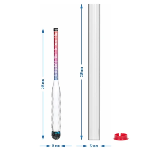 Onbreekbare alcoholmeter met proefbuis, meetbereik 20-98% - 7