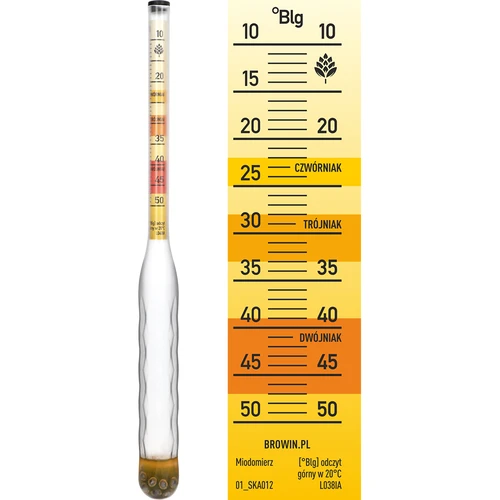 Onbreekbare hydrometer voor mede met maatcilinder, meetbereik 10-50°Blg - 4