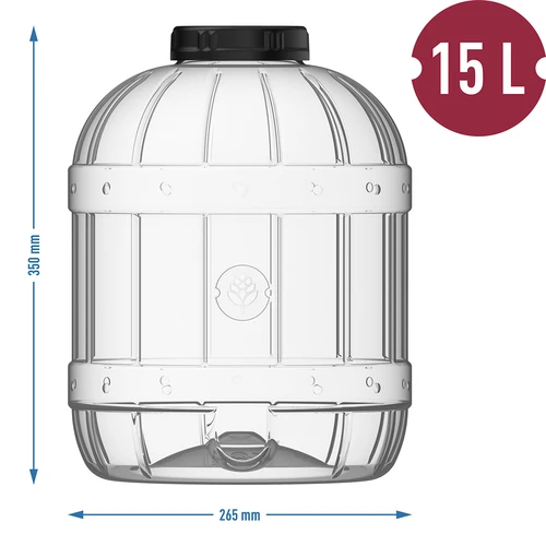 Onbreekbare, multifunctionele pot met zwarte deksel, 15L - 5 ['potten voor conserven', ' pot', ' pot voor augurken', ' voor likeuren', ' pot 15 l', ' pot met certificaat', ' onbreekbare pot', ' universele pot', ' multifunctionele pot', ' pot voor conserven', ' plastic pot', ' pot van kunststof']
