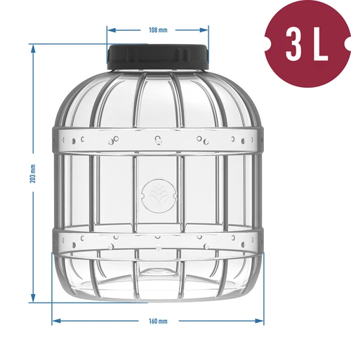 Onbreekbare, multifunctionele pot met zwarte deksel, 3L - 4 ['potten voor conserven', ' pot', ' pot voor augurken', ' voor likeuren', ' pot 3 l', ' pot met certificaat', ' onbreekbare pot', ' universele pot', ' multifunctionele pot', ' pot voor conserven', ' plastic pot', ' pot van kunststof']