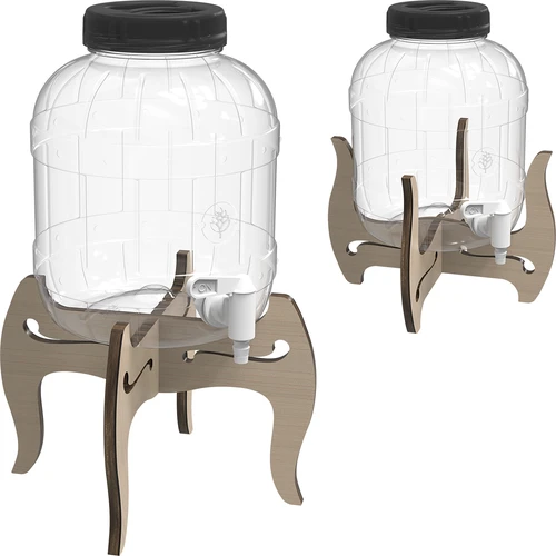 Onbreekbare pot 5L met kraan en tweezijdige houten standaard - 5 ['onbreekbare pot', ' plastic pot', ' pot voor limonade', ' pot voor punch', ' pot op standaard', ' pot met kraan', ' citroenlimonade', ' limonade', ' punch', ' sangria', ' pot op standaard', ' pot voor dranken', ' pot voor likeur', ' voor kerstthee', ' pot voor alcohol']