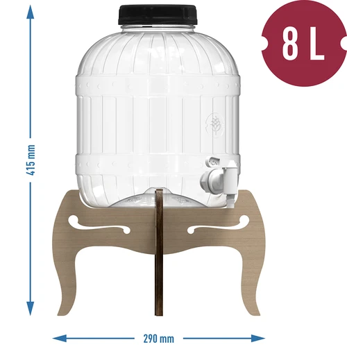 Onbreekbare pot 8L met kraan en tweezijdige houten standaard - 12 ['onbreekbare pot', ' plastic pot', ' pot voor limonade', ' pot voor punch', ' pot op standaard', ' pot met kraan', ' citroenlimonade', ' limonade', ' punch', ' sangria', ' pot op standaard', ' pot voor dranken', ' pot voor likeur', ' voor kerstthee', ' pot voor alcohol']