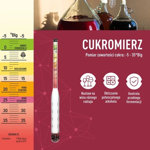 Onbreekbare suikermeter met maatcilinder, meetbereik: -5-35°Blg - 6