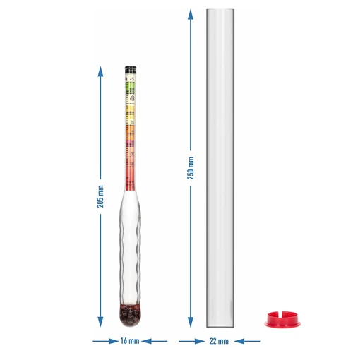 Onbreekbare suikermeter met maatcilinder, meetbereik: -5-35°Blg - 5