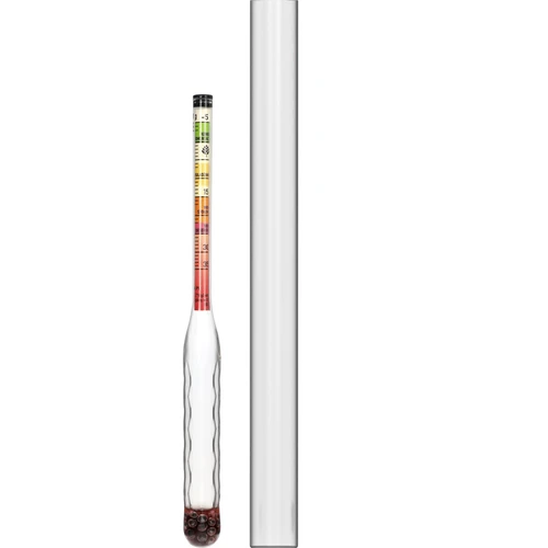 Onbreekbare suikermeter met proefbuis, meetbereik: -5-35°Blg  - 1 ['suikermeter', ' onbreekbare suikermeter', ' veilige suikermeter', ' onbreekbare suikermeetinstrument voor wijn', ' vloeistofhydrometer', ' meting van Balinga in wijn', ' instrument voor suikermeetinstrument', ' eenvoudige suikermeetinstrument in instellingen', ' suikermeetinstrument in wort', ' suikergehalte meting', ' suikergehalte-indicator in instellingen', ' suikermeter met duidelijke schaal', ' welke suikermeter te kiezen', ' cadeau voor drankproducent', ' innovatief meetinstrument voor drinkvloeistoffen', ' suikergehalte-indicator in vloeistoffen', ' voor het maken van dranken']