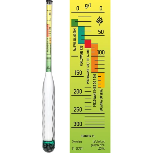 Onbreekbare zoutmeter met proefbuis, meetbereik: 0-300 g zout/L - 3 ['zoutmeter', ' onbreekbare zoutmeter', ' veilige zoutmeter', ' onbreekbare zoutmeter', ' areometer voor het meten van zout', ' meten van de hoeveelheid zout', ' instrument voor het meten van zout', ' eenvoudig meten van de hoeveelheid zout in water', ' zoutmeting in vloeistof', ' zoutgehalte meting', ' zoutgehalte-indicator', ' zoutmeter met duidelijke schaal', ' welke zoutmeter te kiezen', ' cadeau voor een zuurkoolmaker', ' innovatieve zoutmeter', ' zoutgehalte-indicator in vloeistoffen', ' pekelen', ' zuurkool maken', ' pekelen', ' zuurkool', ' pekel', ' hoeveel zout in pekel', ' augurken pekel']
