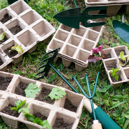 Papieren potten 4 x 4 x 4,5, set van 5 stuks - 5 ['papieren potten', ' papieren pot', ' pot voor zaailingen', ' pot voor kruiden', ' pot voor kruiden', ' hoes van papierpulp', ' papieren hoes', ' potten voor stekken', ' papieren potten voor zaailingen', ' pot voor zaden', ' pot voor zaden']